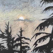 San Martino - hazy morning, oil pastels, 35x55 cm, 2019, private collection - Italy